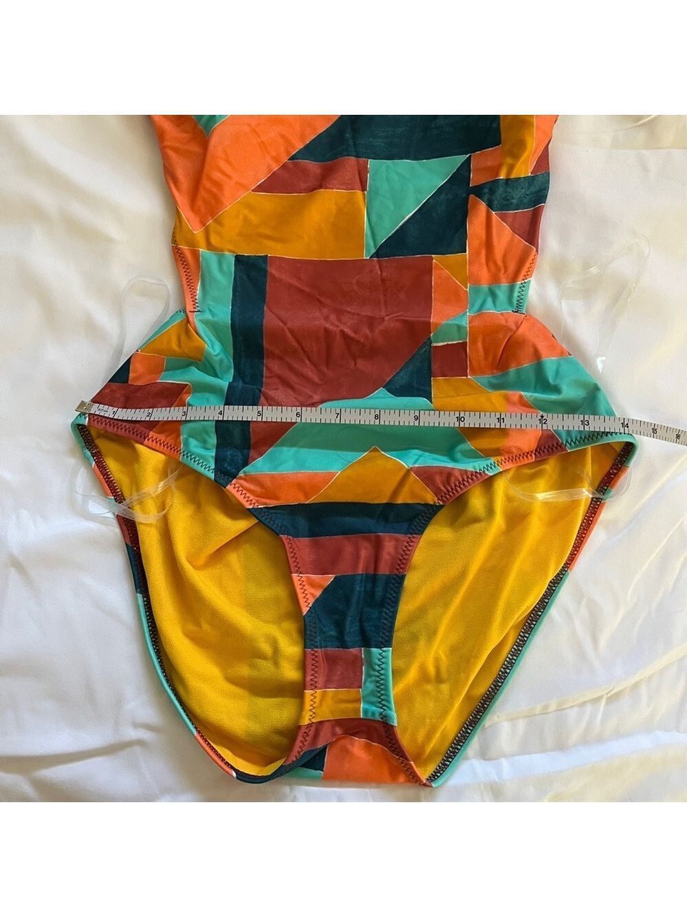 PRANA Neolani One Piece Swimsuit Geometric Pattern Atlantic Seaglass Resortwear - Picture 12 of 16